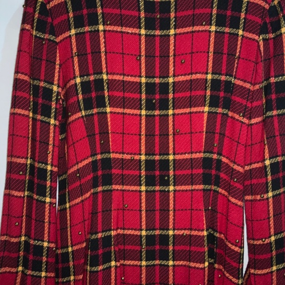 Kamisato by Geary Roark plaid sheath dress Size 10 vintage pleated hem - Picture 4 of 11